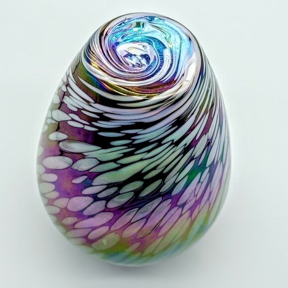 Vintage Handmade Iridescent Amethyst Art Glass Vase - Picture 5 of 6